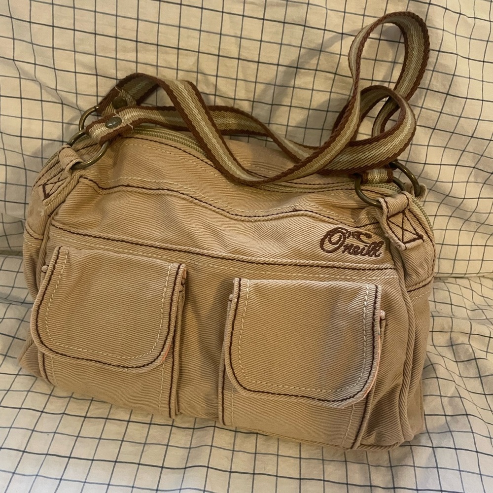 O'Neill Tan Shoulder Bag with Relaxed Silhouette and Metal Accents
